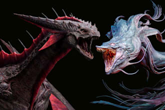 create 3d fantasy, hybrid, horror monster creature animals beast or dragon model