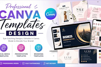 design professional canva templates for social media, presentations and branding