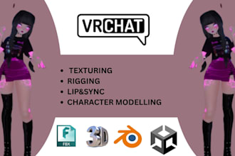 create 3d character model ,vrchat avatar and vtuber character