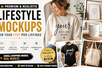 create premium realistic lifestyle mockups for your etsy pod listings