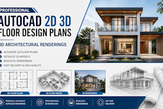 professional autocad 2d 3d floor design plans  3d architectural renderings