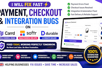 fix payment checkout and integration bugs on carrd softr duda durable website