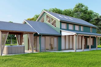 rebuild 3d private villa,sustainable home, site plan render,architectural design