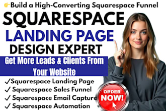 create a modern squarespace online course website landing page sales funnel SEO