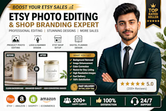 design etsy shop logo banner and edit product photos for etsy listings
