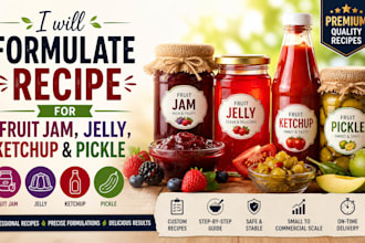 formulate recipe for fruit jam jelly ketchup and pickle