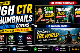design high CTR youtube thumbnails and facebook cover