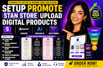 setup promote stan store upload digital products beacon ai sale funnel marketing