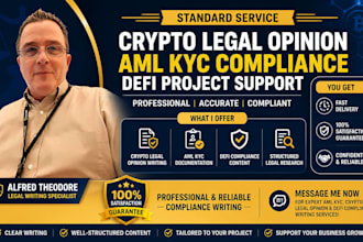 provide aml kyc and crypto legal opinion writing for defi startups