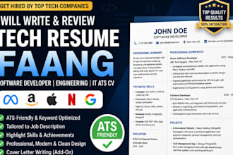 write review tech resume faang software developer engineering resume, IT ats cv