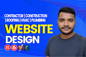 build contractor, construction, roofing, hvac, or plumbing website with seo