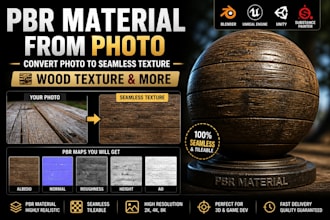 create pbr material from photo, convert photo to seamless texture, wood texture