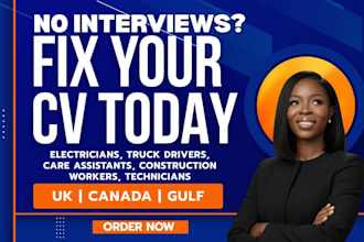 write ats CV for electrician truck driver care assistant UK canada and gulf jobs