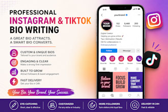 create a professional instagram or tiktok bio for your profile