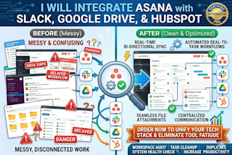 integrate asana with slack, google drive, and hubspot