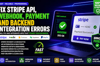 fix stripe API, webhook, payment and backend integration errors