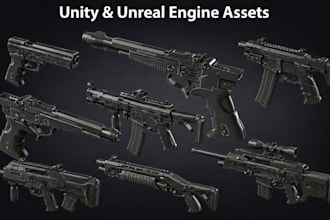 create game ready fps and sci fi weapons with pbr textures for unity and unreal