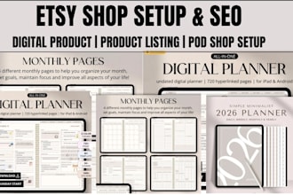 do etsy digital product design, etsy store seo for etsy listing etsy store setup