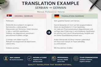 translate serbian to german manually and professionally