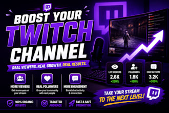 provide organic twitch channel promotion to increase viewers and active follower