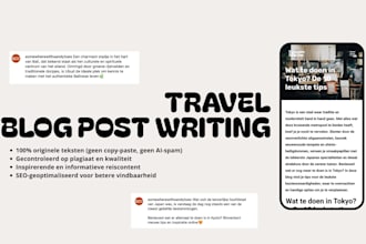 write blog posts for dutch travel blogs