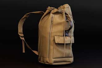 do 3d bag design, 3d backpack, purses, handbag 2d tech drawing 3d bag animation