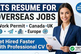 write ats resume work permit jobs, international CV, overseas job application