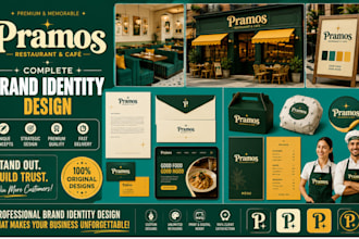 design food and resturant logo, cafe, brand kit and full resturant branding