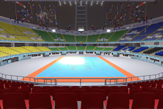 design 3d stadium,3d bar,sport field, gaming arenas futsal court professionally