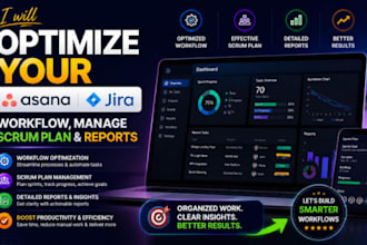 optimize your asana, jira, workflow, manage scrum plan and reports