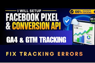 setup facebook pixel, meta conversion API, ga4 and GTM tracking