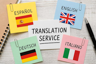 translate english, italian, spanish and german texts