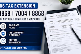 file irs tax extension 4868, 7004, 8868 for llc, business and individuals