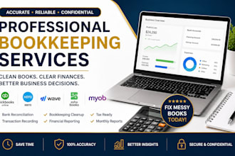 be your bookkeeper in quickbooks online, xero, wave, zohobooks and myob