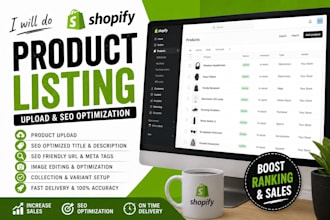 do shopify product listing dropshipping product upload, seo product optimization