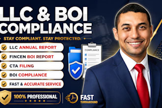 provide llc annual report fincen boi report, cta filing and boi compliance