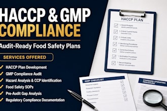 do a complete haccp plan food safety system sops ccps and gmp documentation