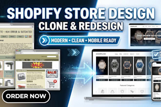 shopify store design, clone and redesign shopify store for ecommerce store