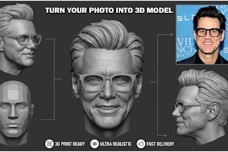 sculpt realistic 2d photo to 3d bust likeness head model stl 3mf obj 3d printing