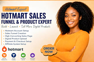 upload course on hotmart, design sales page, product setup, sales funnel setup