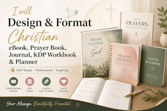 design, format christian ebook, prayer book journal, KDP workbook planner