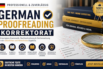 do german proofreading, korrektorat for ebook novel manuscript and book, editing