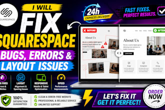 fix squarespace bugs, errors and layout issues