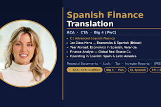 provide spanish financial translation, aca cta qualified