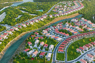 create 3d site masterplan, urban space development, real estate building render