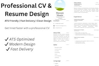 design a professional CV resume and cover letter