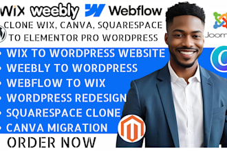 clone squarespace to wordpress convert wix canva weebly webflow to elementor pro