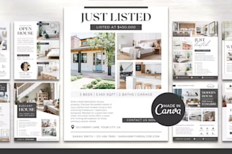 design real estate listing templates flyer design canva template marketing