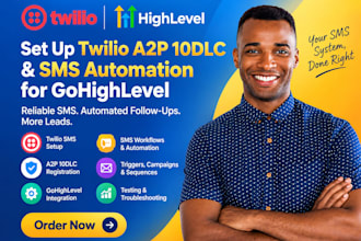 set up twilio a2p 10dlc and SMS automation for gohighlevel