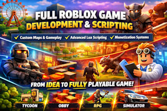develop full roblox game creation and scripting